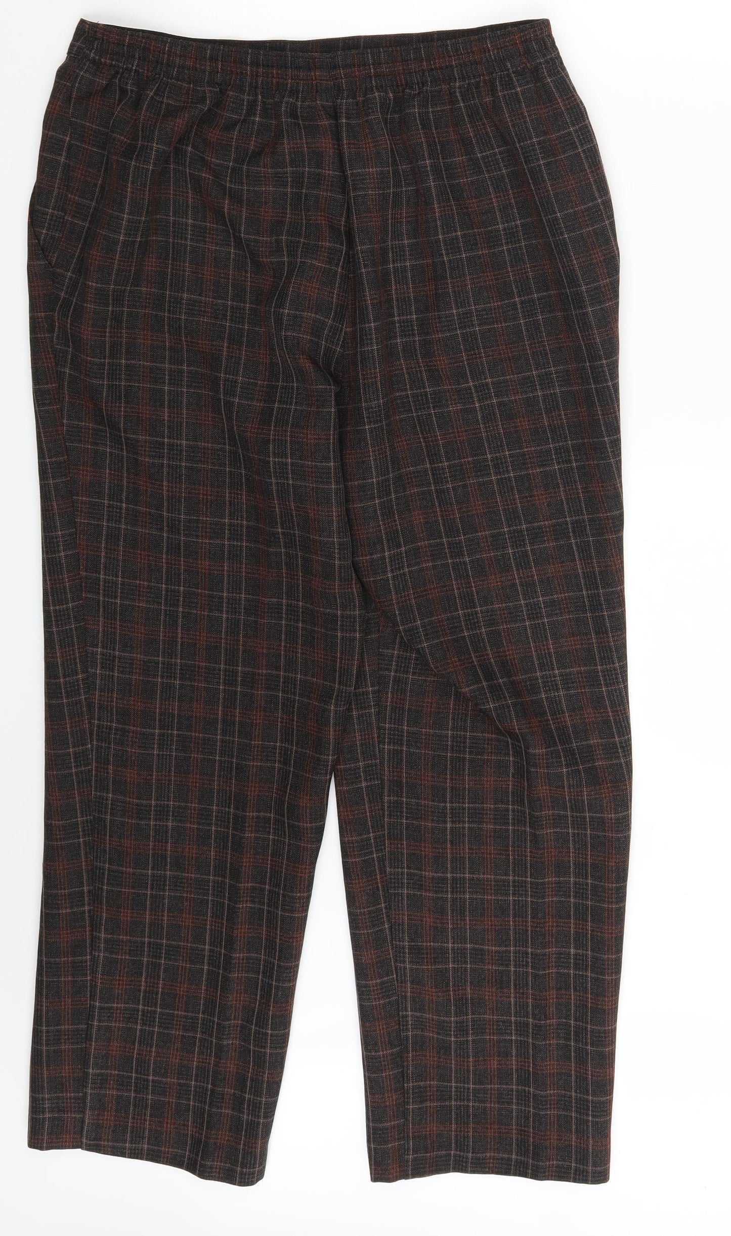 M&S Womens Brown Check  Dress Pants Trousers Size 16 L24 in
