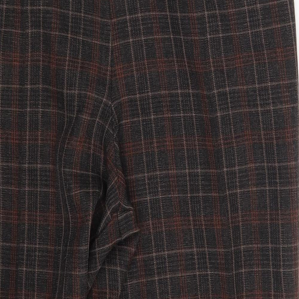 M&S Womens Brown Check  Dress Pants Trousers Size 16 L24 in