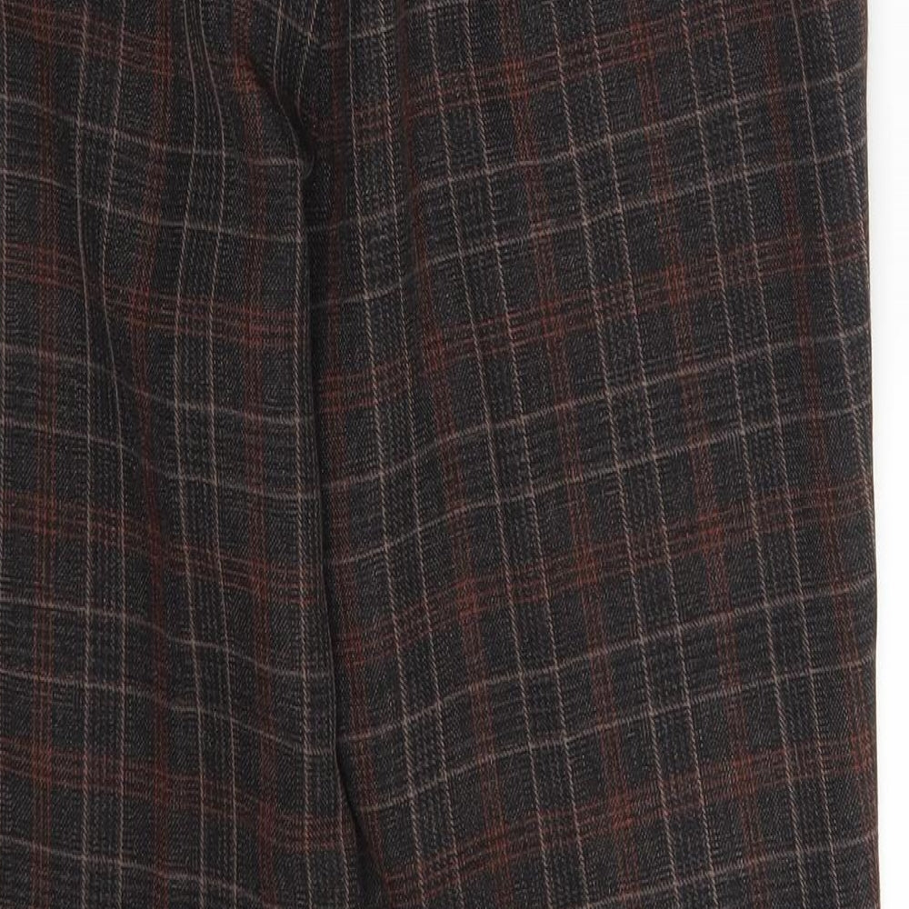 M&S Womens Brown Check  Dress Pants Trousers Size 16 L24 in