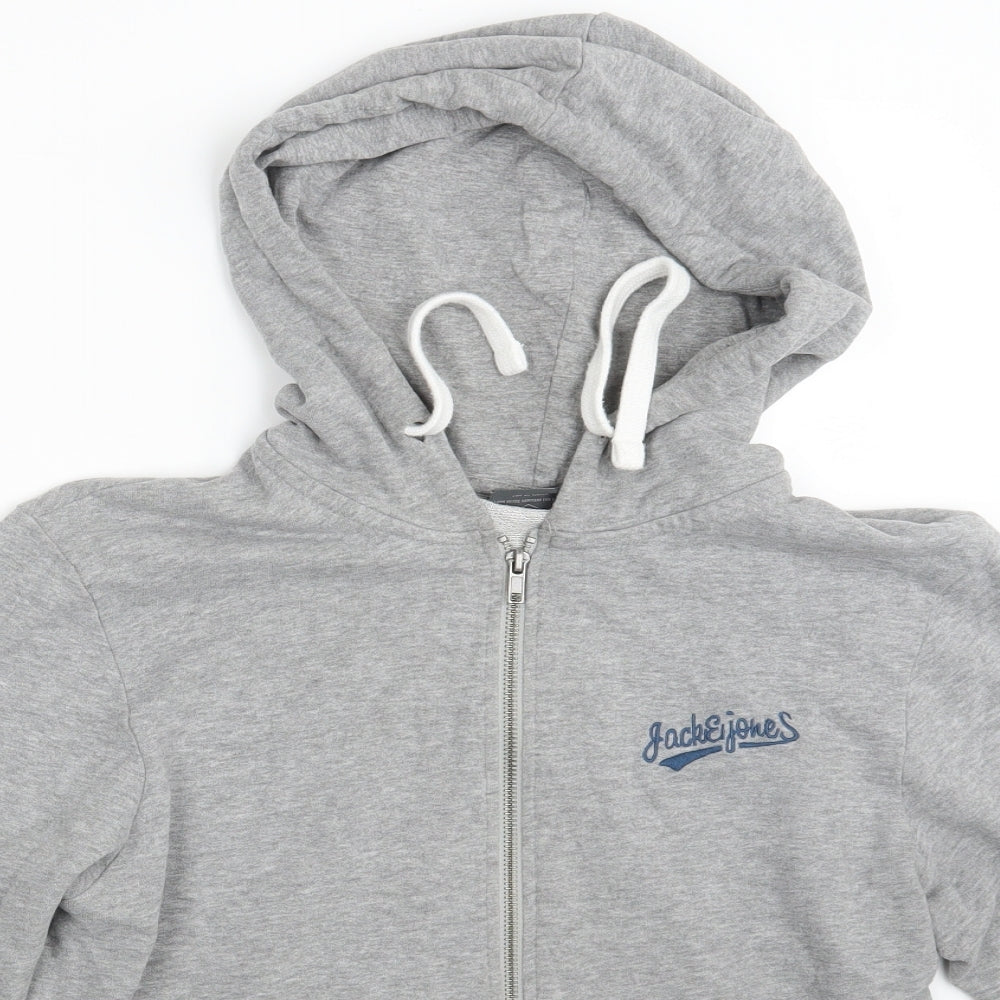 JACK & JONES Mens Grey   Full Zip Hoodie Size S