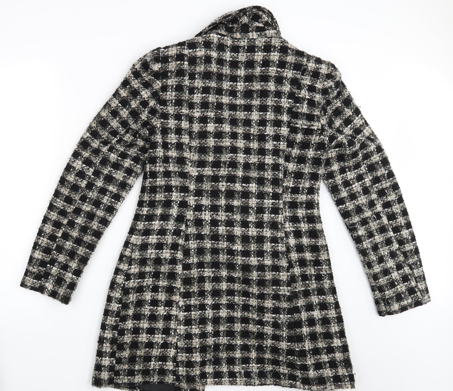 George Womens Black Check  Overcoat Coat Size 8