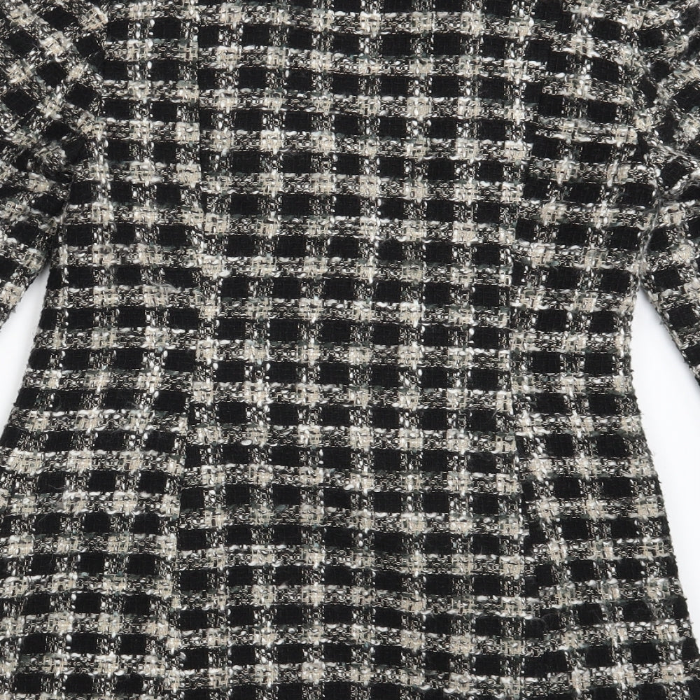 George Womens Black Check  Overcoat Coat Size 8