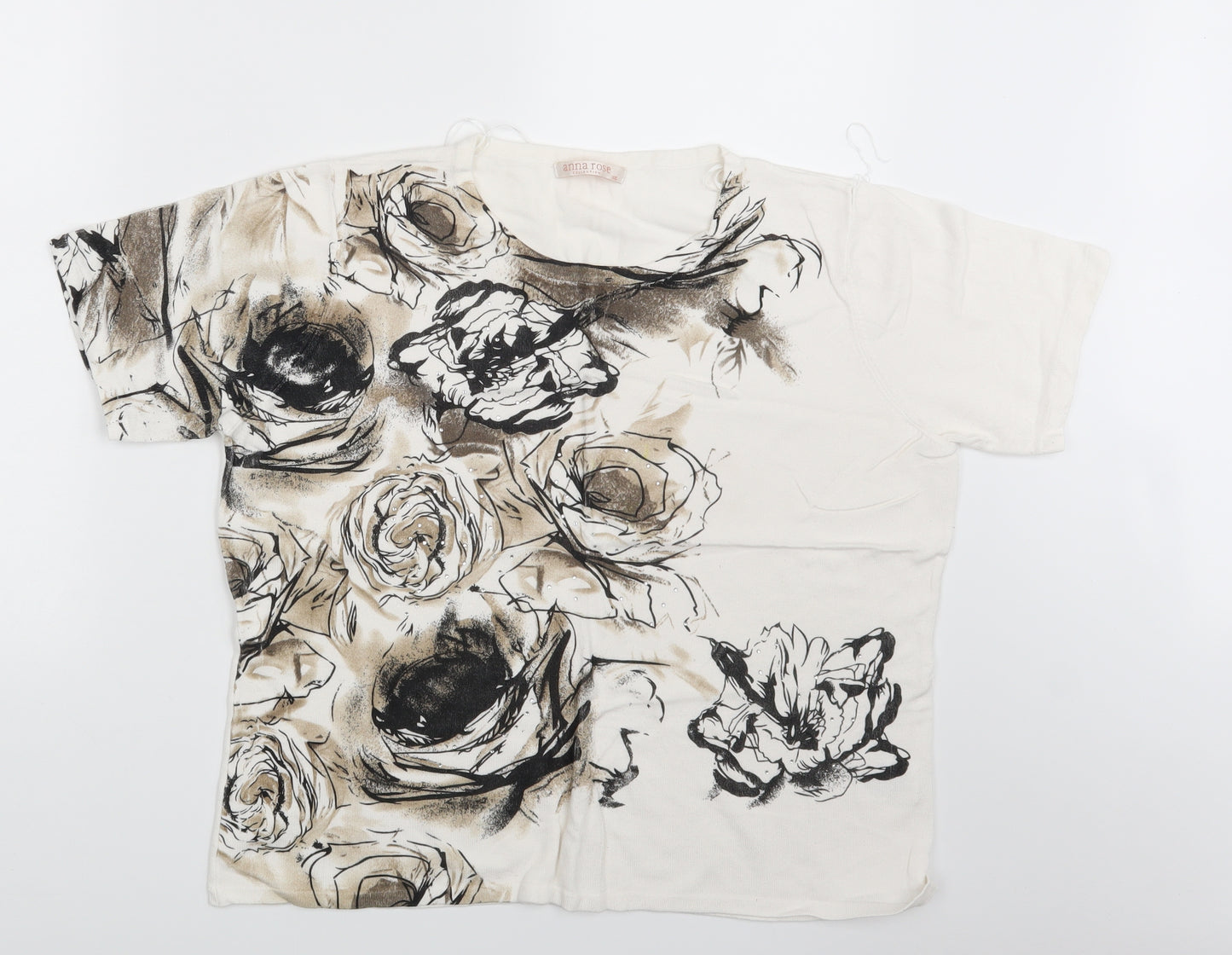 Anna Rose  Womens White Floral  Basic T-Shirt Size 2XL