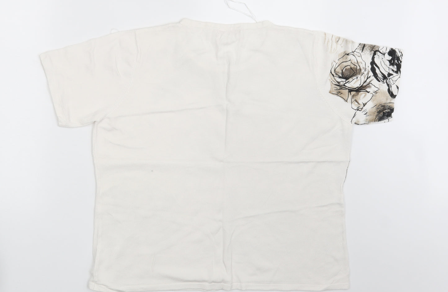 Anna Rose  Womens White Floral  Basic T-Shirt Size 2XL