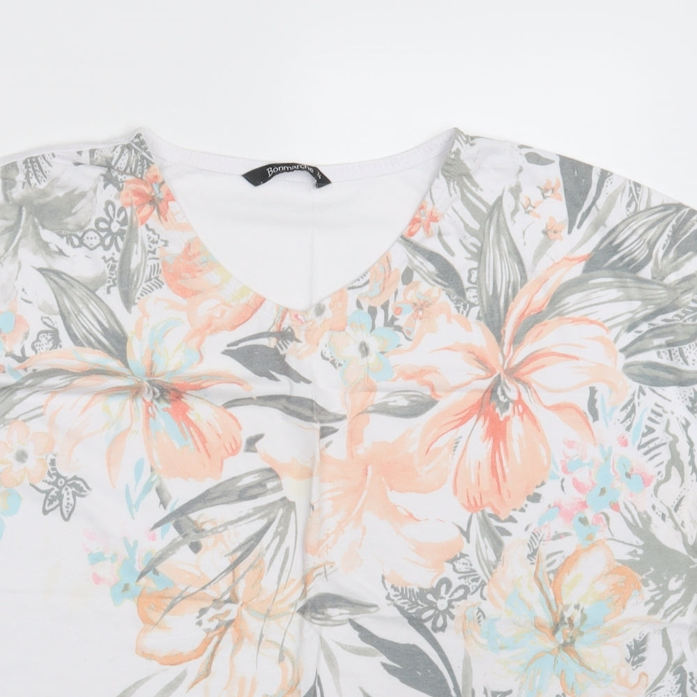 Bonmarché Womens White Floral  Basic T-Shirt Size 24
