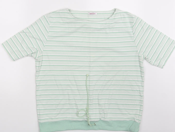 Bonmarché Womens White Striped Basic T-Shirt Size L