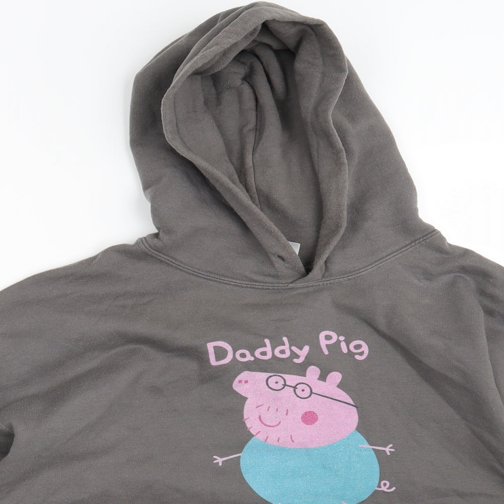 Gildan Mens Grey   Pullover Hoodie Size L  - Daddy Pig