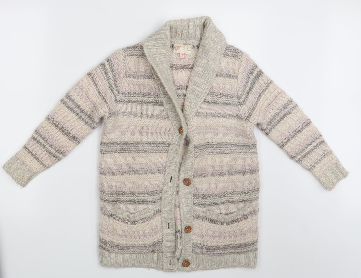 Wear with Love Girls Grey Spotted  Cardigan Jumper Size 9-10 Years