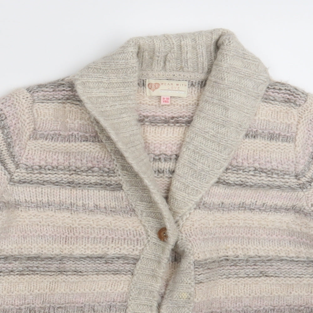 Wear with Love Girls Grey Spotted  Cardigan Jumper Size 9-10 Years