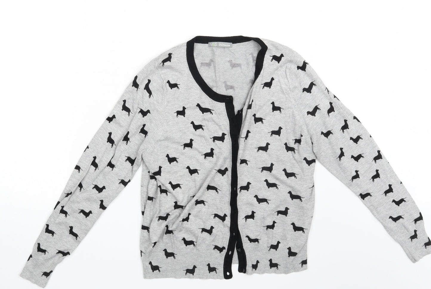 M&S Womens Green Animal Print  Cardigan Jumper One Size