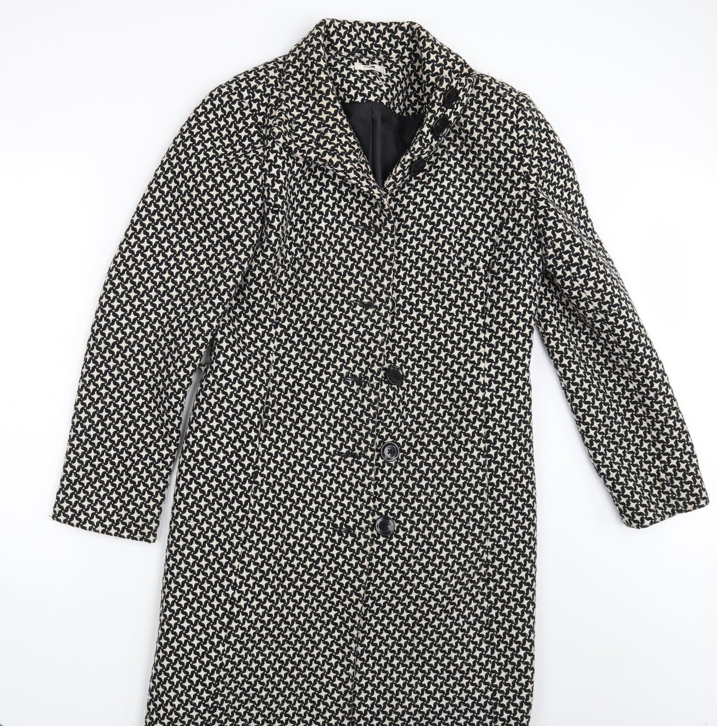 MK Womens Black Check  Overcoat Coat Size 14