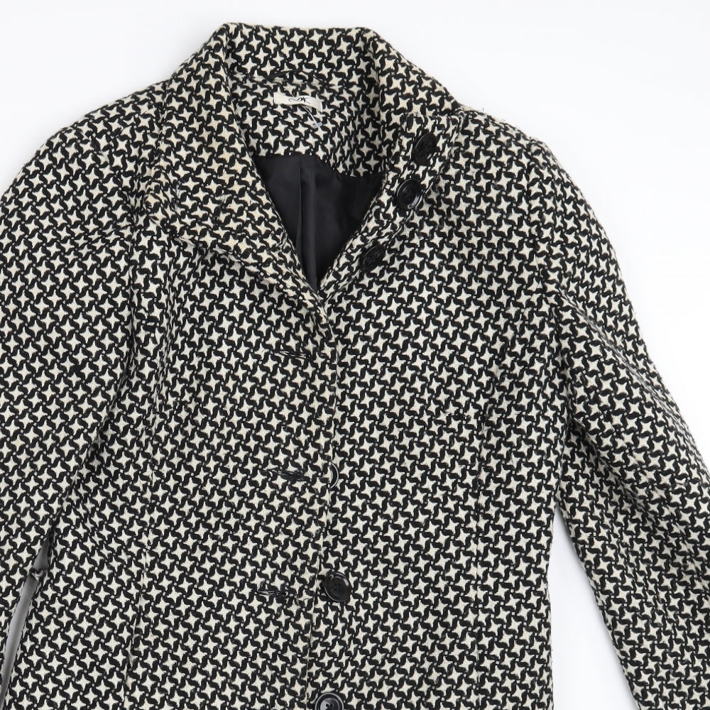 MK Womens Black Check  Overcoat Coat Size 14