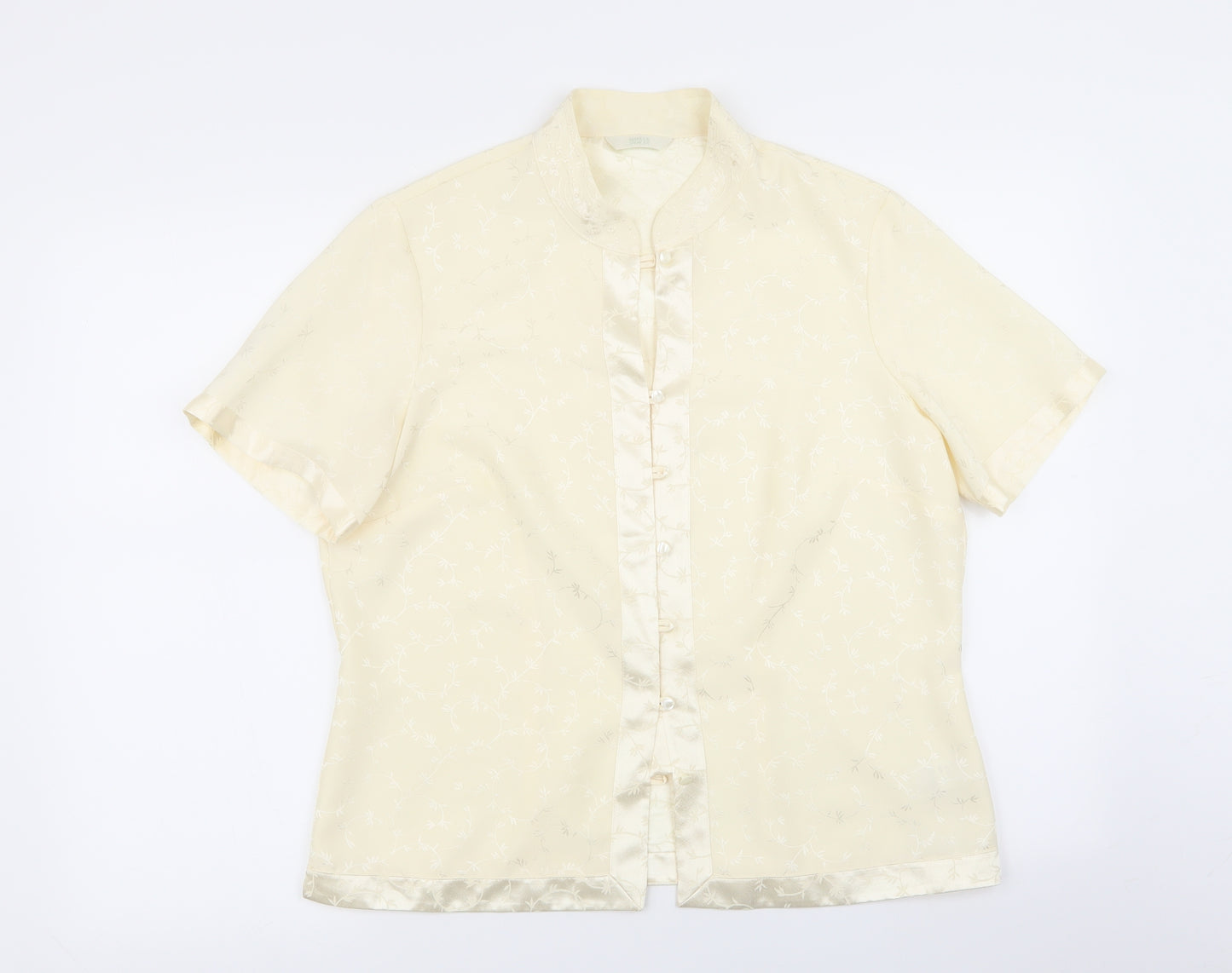 M&S Womens Beige Floral  Basic Button-Up Size 14