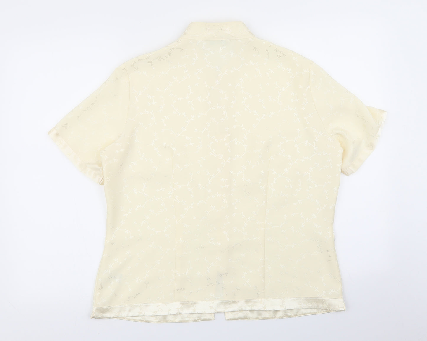 M&S Womens Beige Floral  Basic Button-Up Size 14