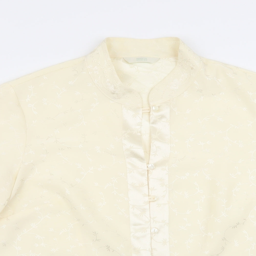 M&S Womens Beige Floral  Basic Button-Up Size 14