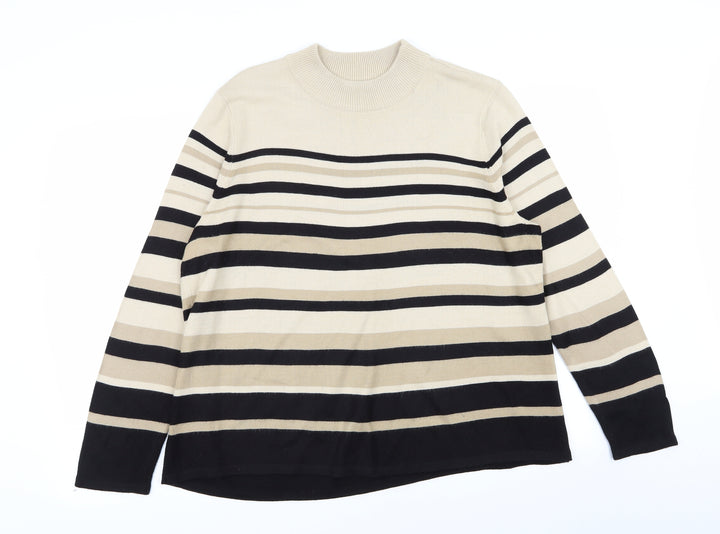 BM Womens Multicoloured Striped Pullover Jumper Size L