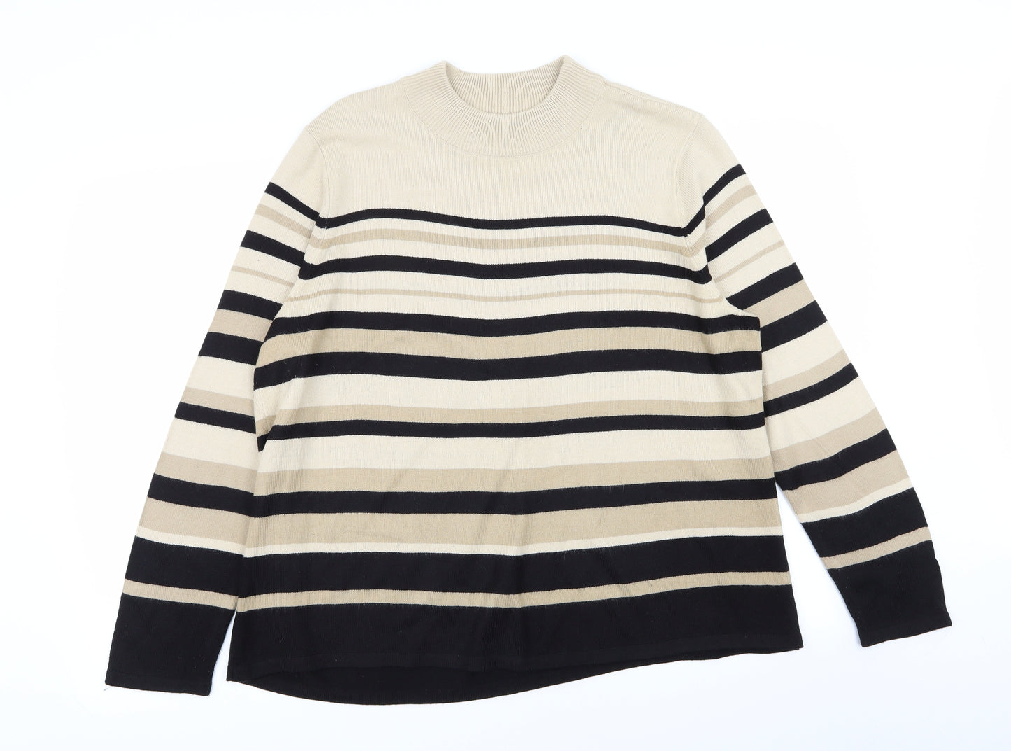 BM Womens Multicoloured Striped  Pullover Jumper Size L