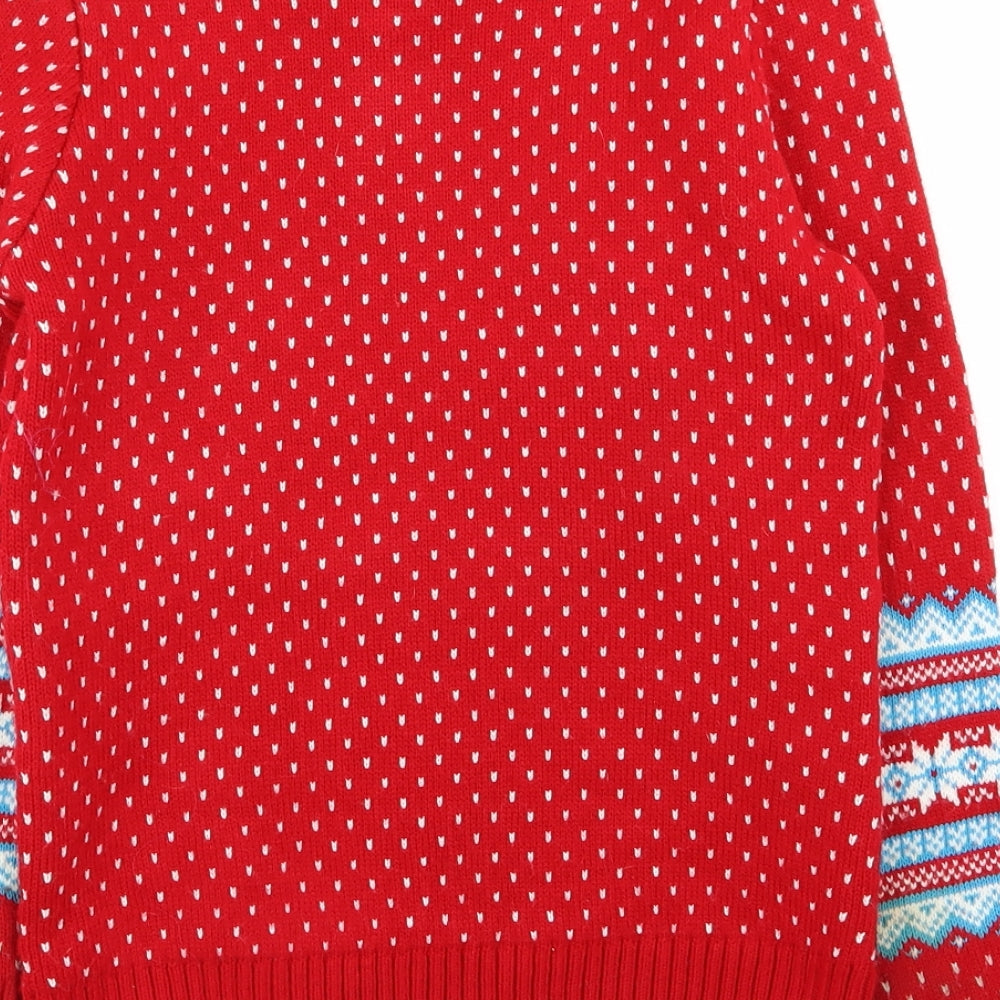 Asda George Boys Red Geometric  Pullover Jumper Size 9-10 Years  - christmas jumper