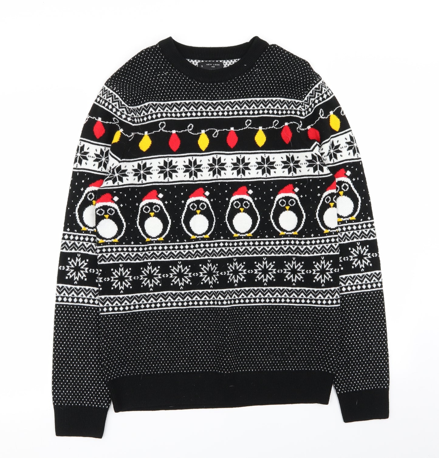 New Look Mens Multicoloured Geometric  Pullover Jumper Size S  - christmas jumper