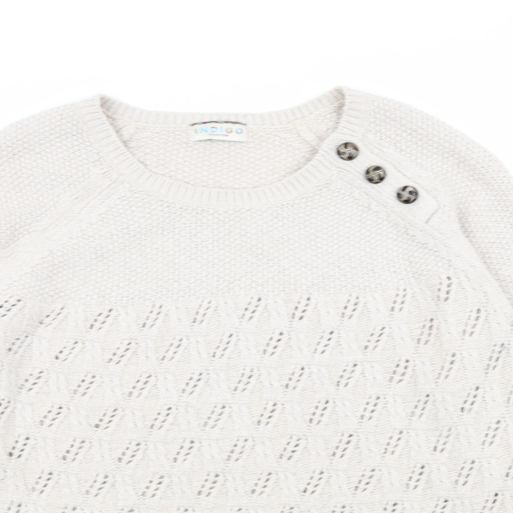 indigo collection Womens Beige Geometric  Pullover Jumper Size 10