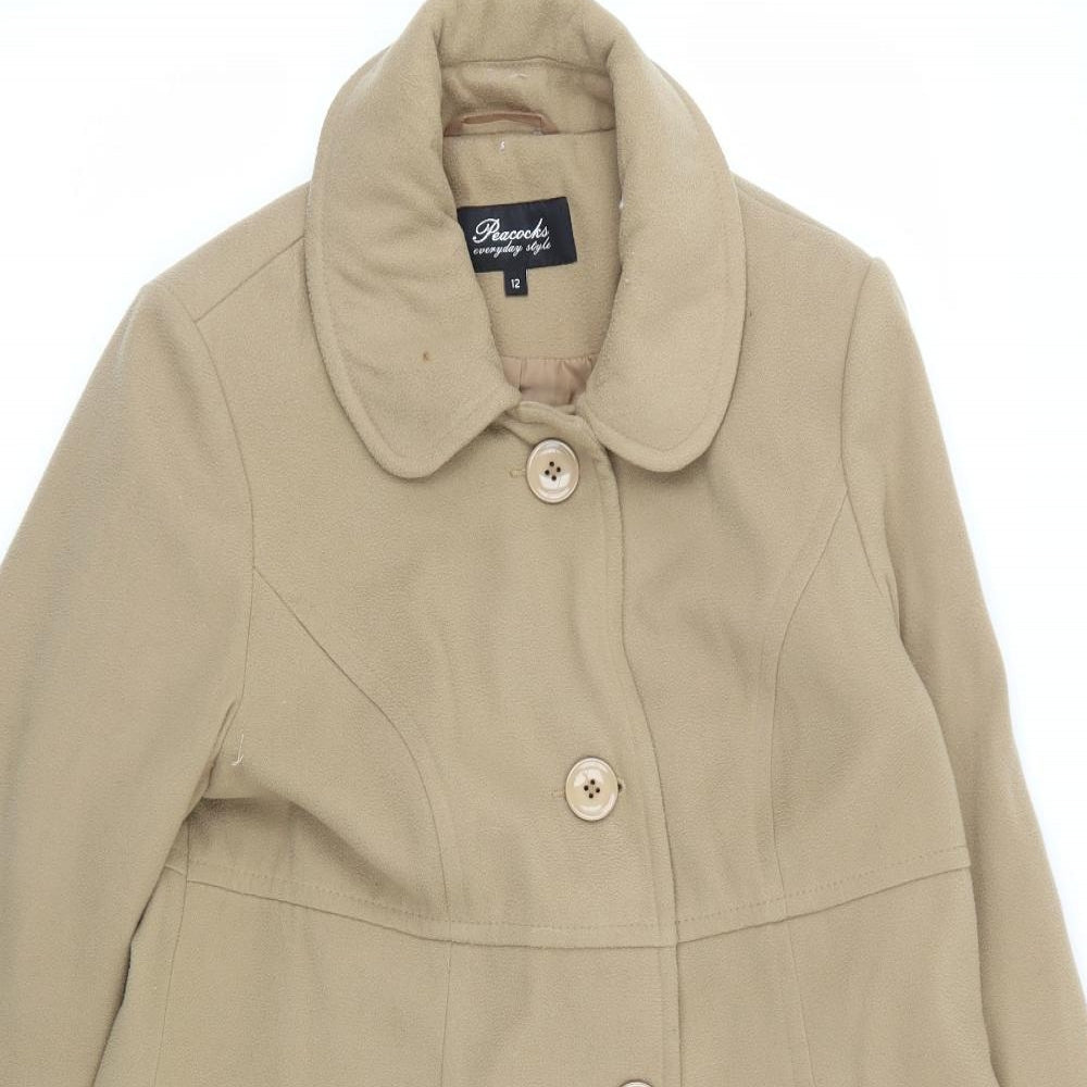 Peacocks Womens Beige   Overcoat Coat Size 12