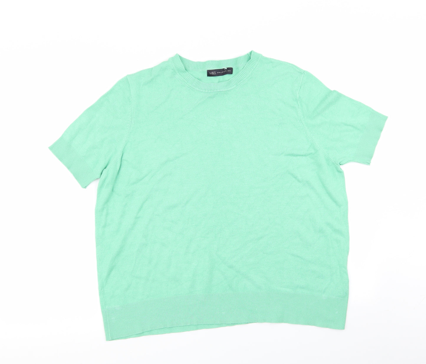 M&S Womens Green   Basic T-Shirt Size 18