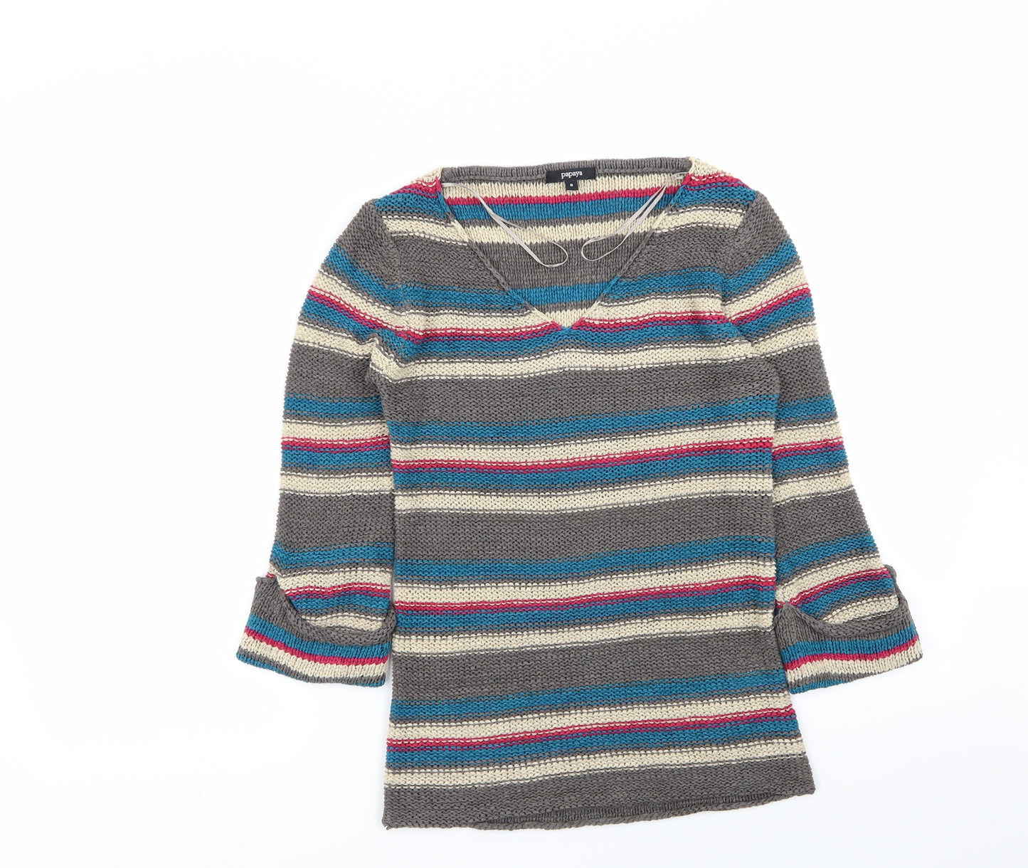Papaya Womens Multicoloured Striped  Pullover Jumper Size 8