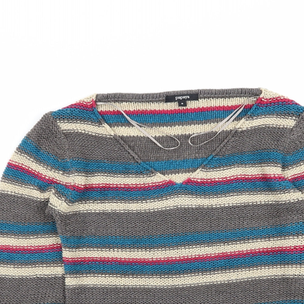 Papaya Womens Multicoloured Striped  Pullover Jumper Size 8
