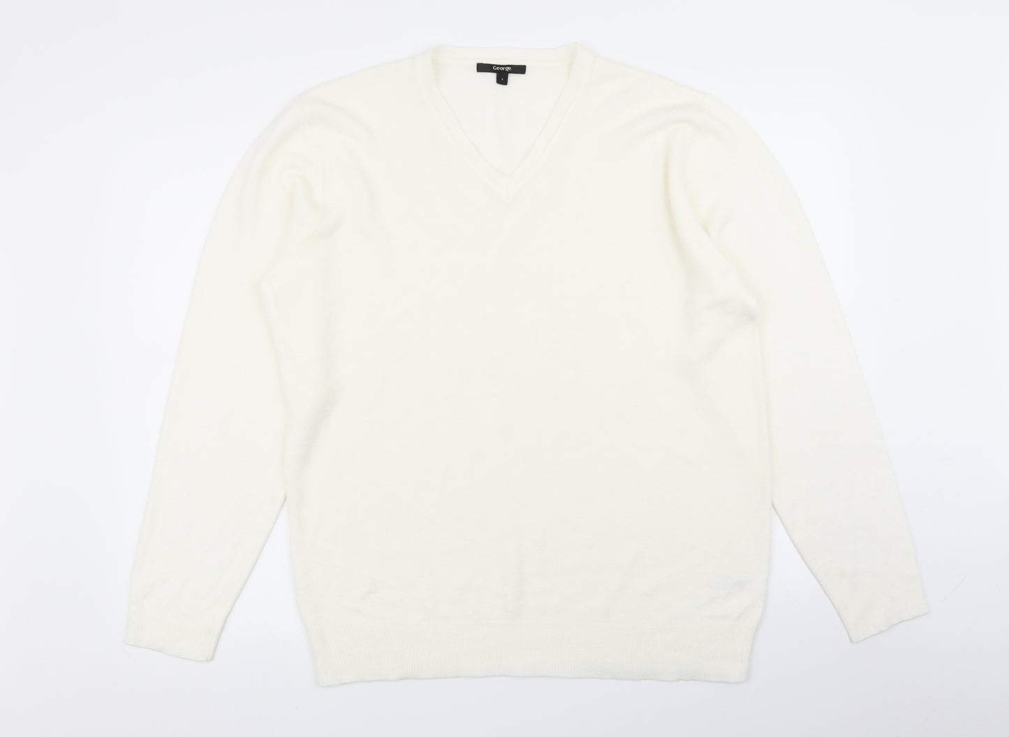 Asda George Mens White   Pullover Jumper Size L