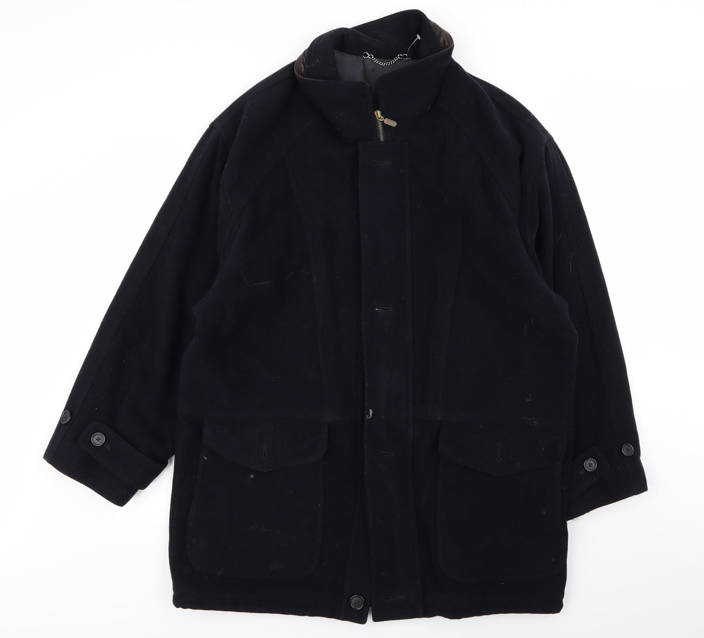 Douglas Mens Blue   Overcoat Coat Size L