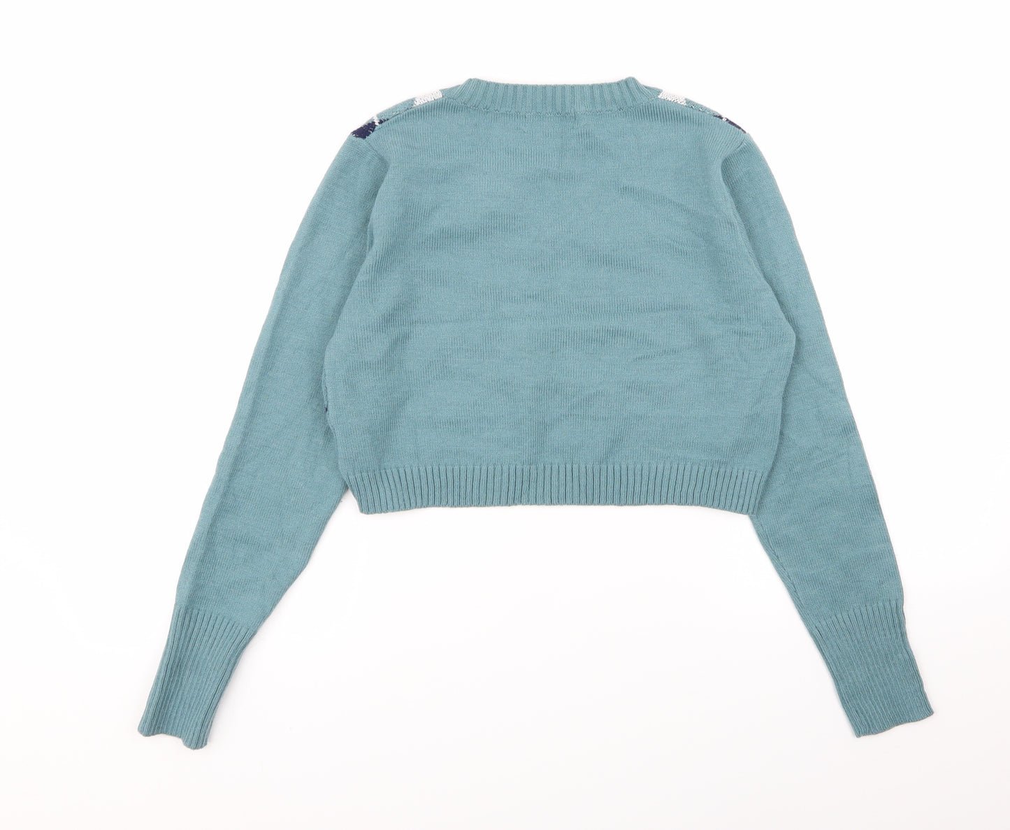 Zaful Womens Green Geometric  Pullover Jumper Size 10  - crop jumper