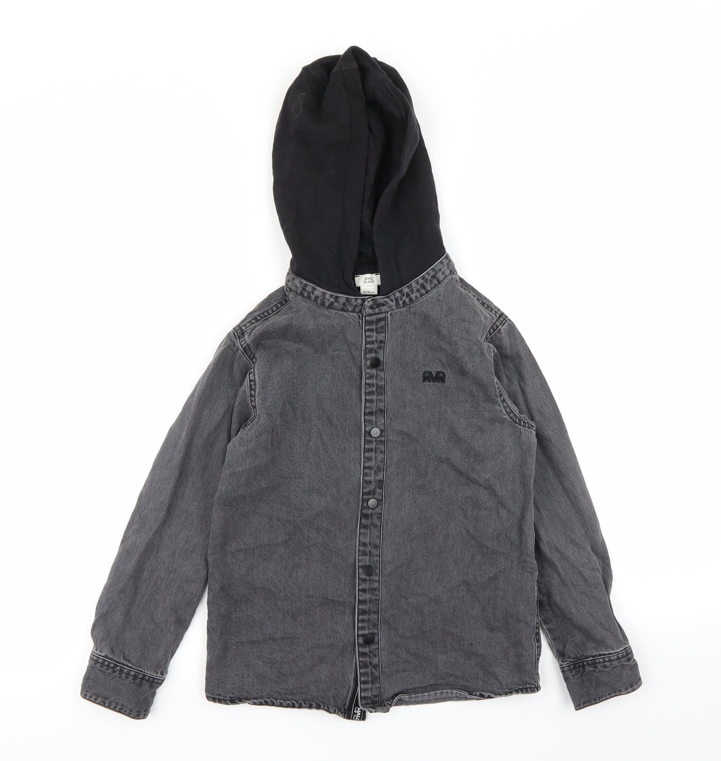 River Island Boys Grey   Basic Button-Up Size 7-8 Years  - top/jumper