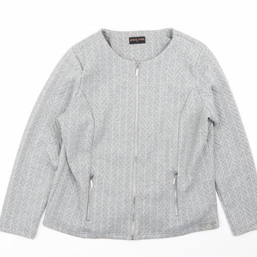 anna rose Womens Grey Geometric  Full Zip Jumper Size 14