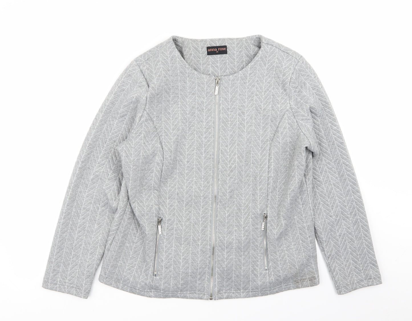 anna rose Womens Grey Geometric  Full Zip Jumper Size 14