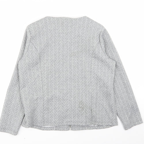 anna rose Womens Grey Geometric  Full Zip Jumper Size 14