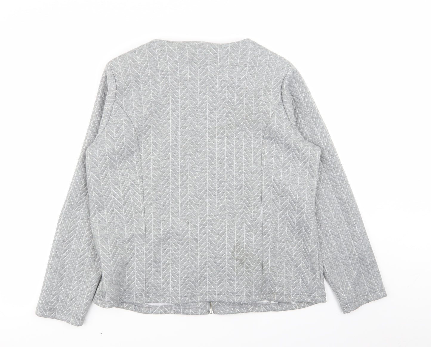 anna rose Womens Grey Geometric  Full Zip Jumper Size 14