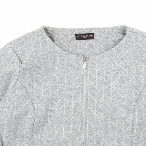 anna rose Womens Grey Geometric  Full Zip Jumper Size 14