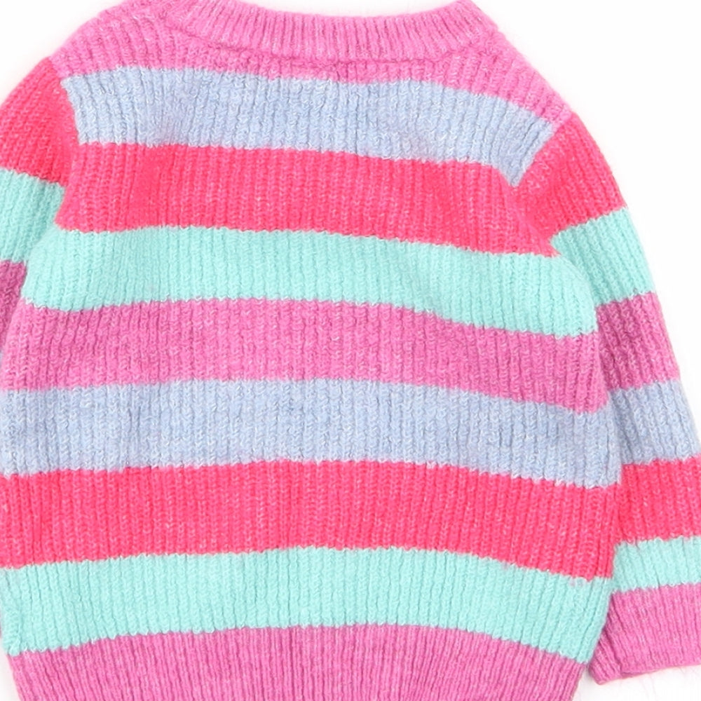 TU Girls Multicoloured Striped  Pullover Jumper Size 9-12 Months