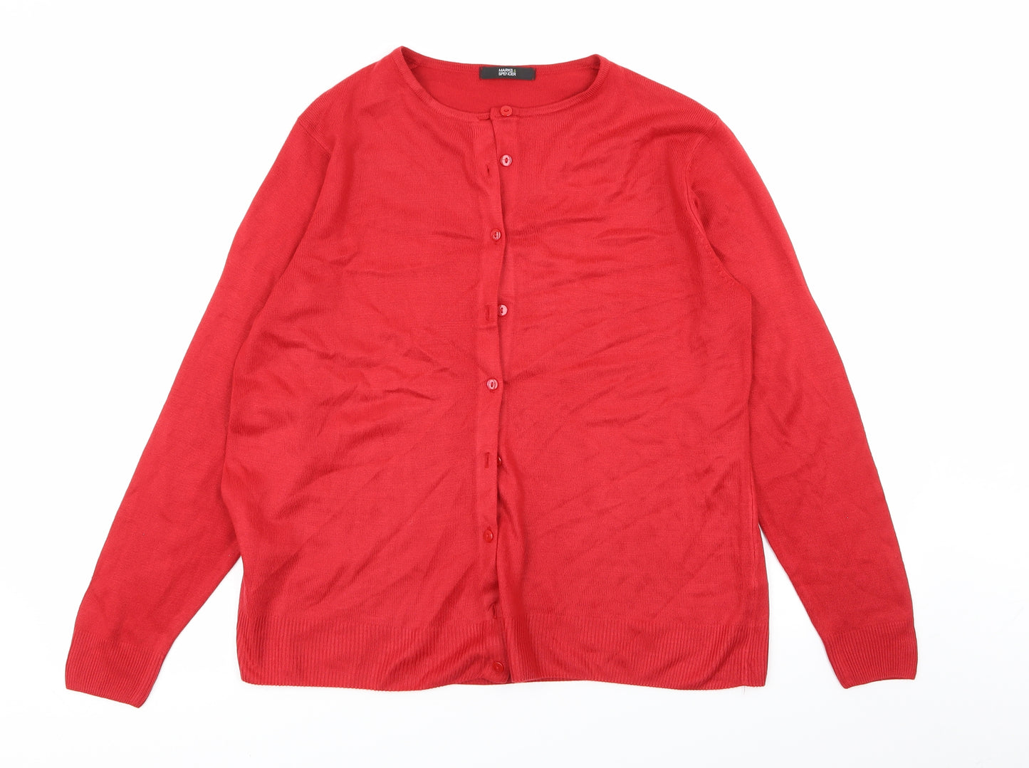 M&S Womens Red   Cardigan Jumper Size 14