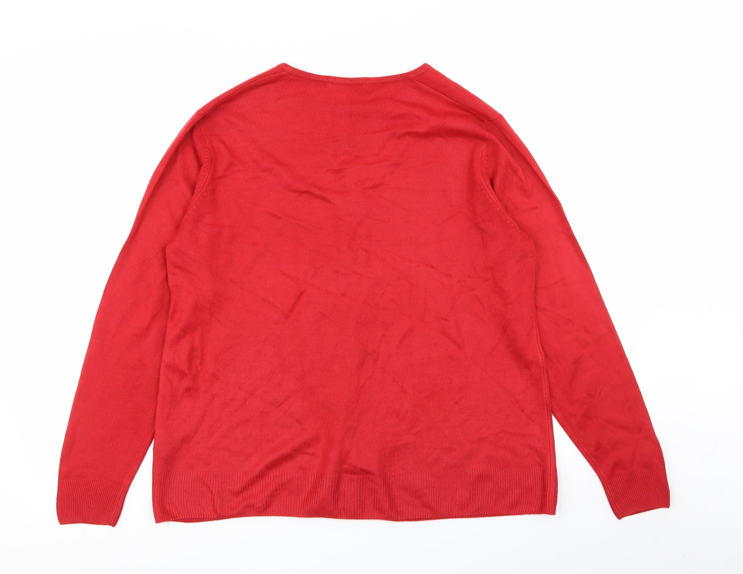 M&S Womens Red   Cardigan Jumper Size 14