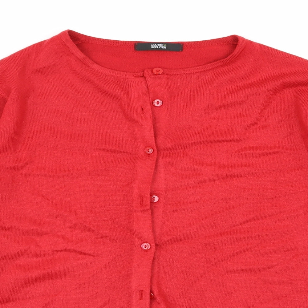 M&S Womens Red   Cardigan Jumper Size 14