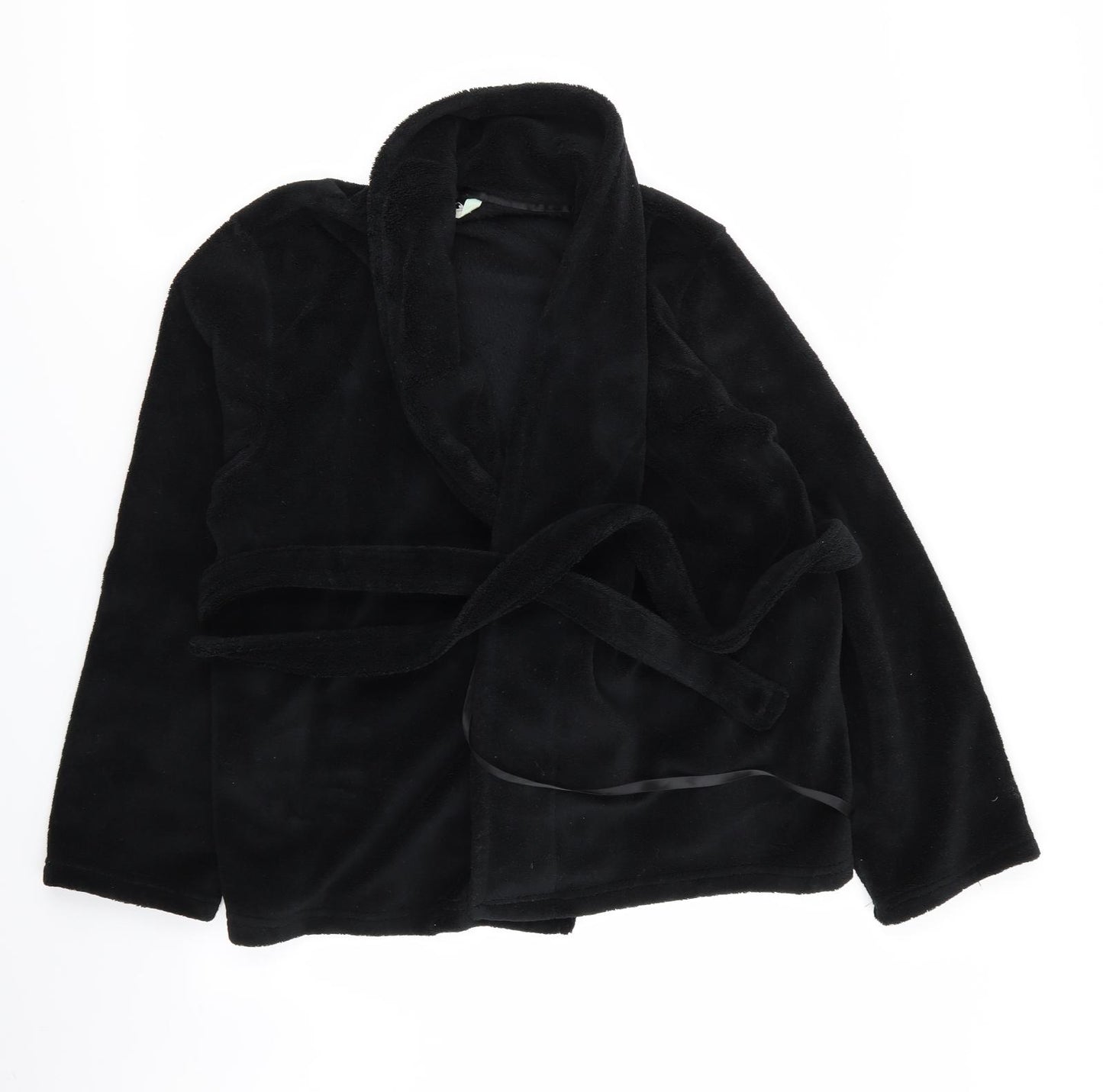 M&s Womens Black Solid  Babydoll Robe Size 12