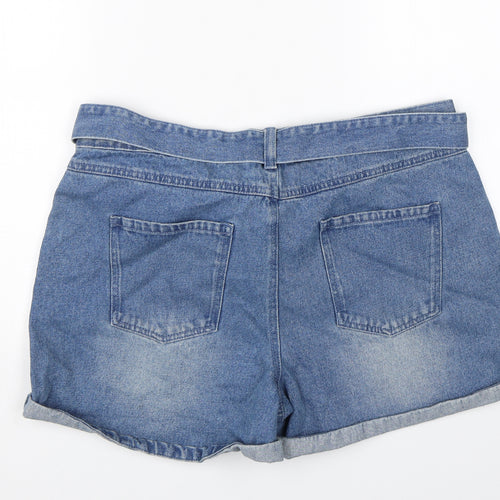 AM London Womens Blue  Denim Paperbag Shorts Size 16