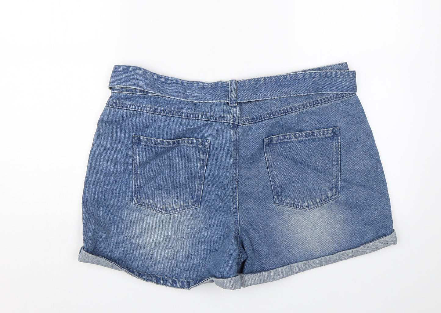 AM London Womens Blue  Denim Paperbag Shorts Size 16