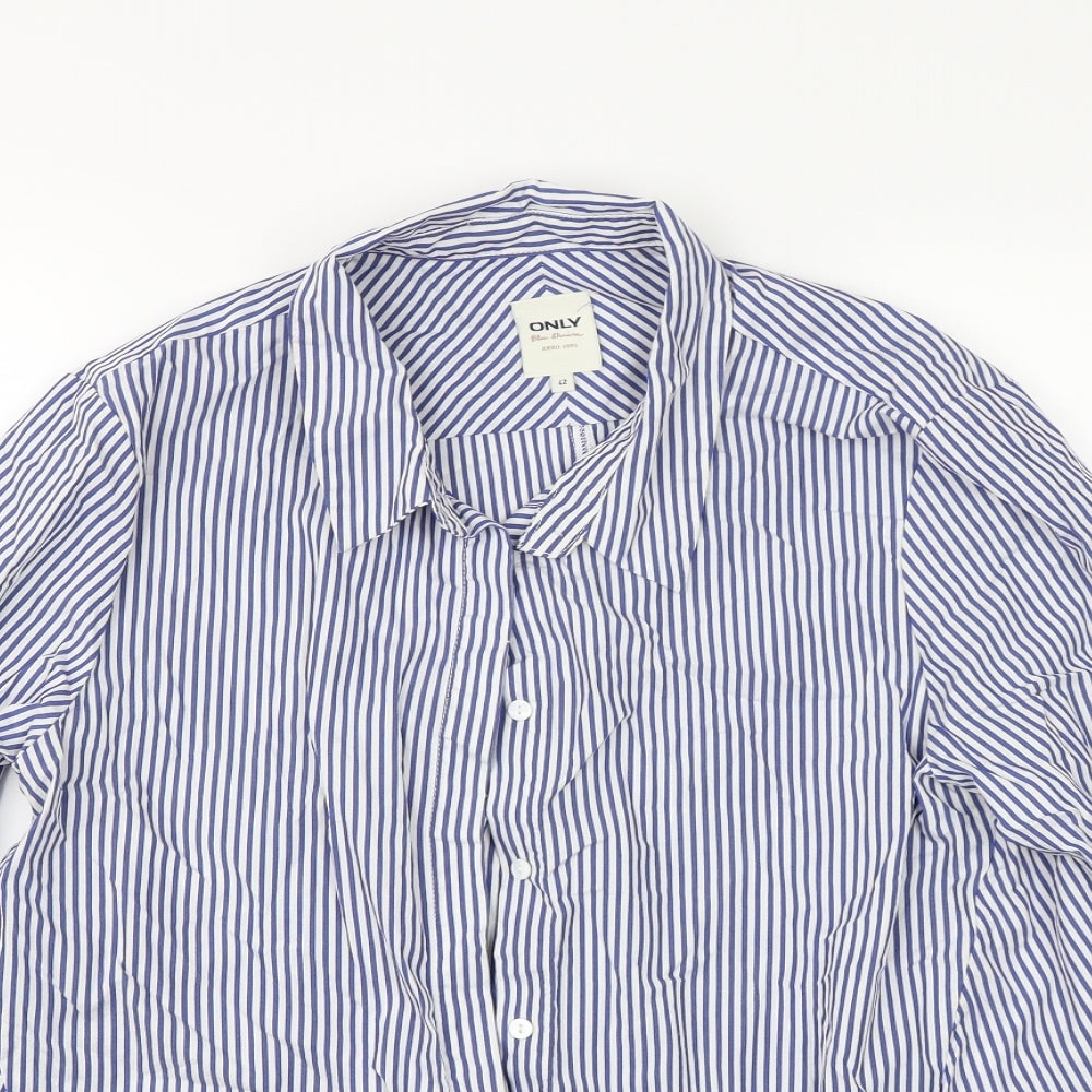 Only Mens Blue Striped   Button-Up Size 42
