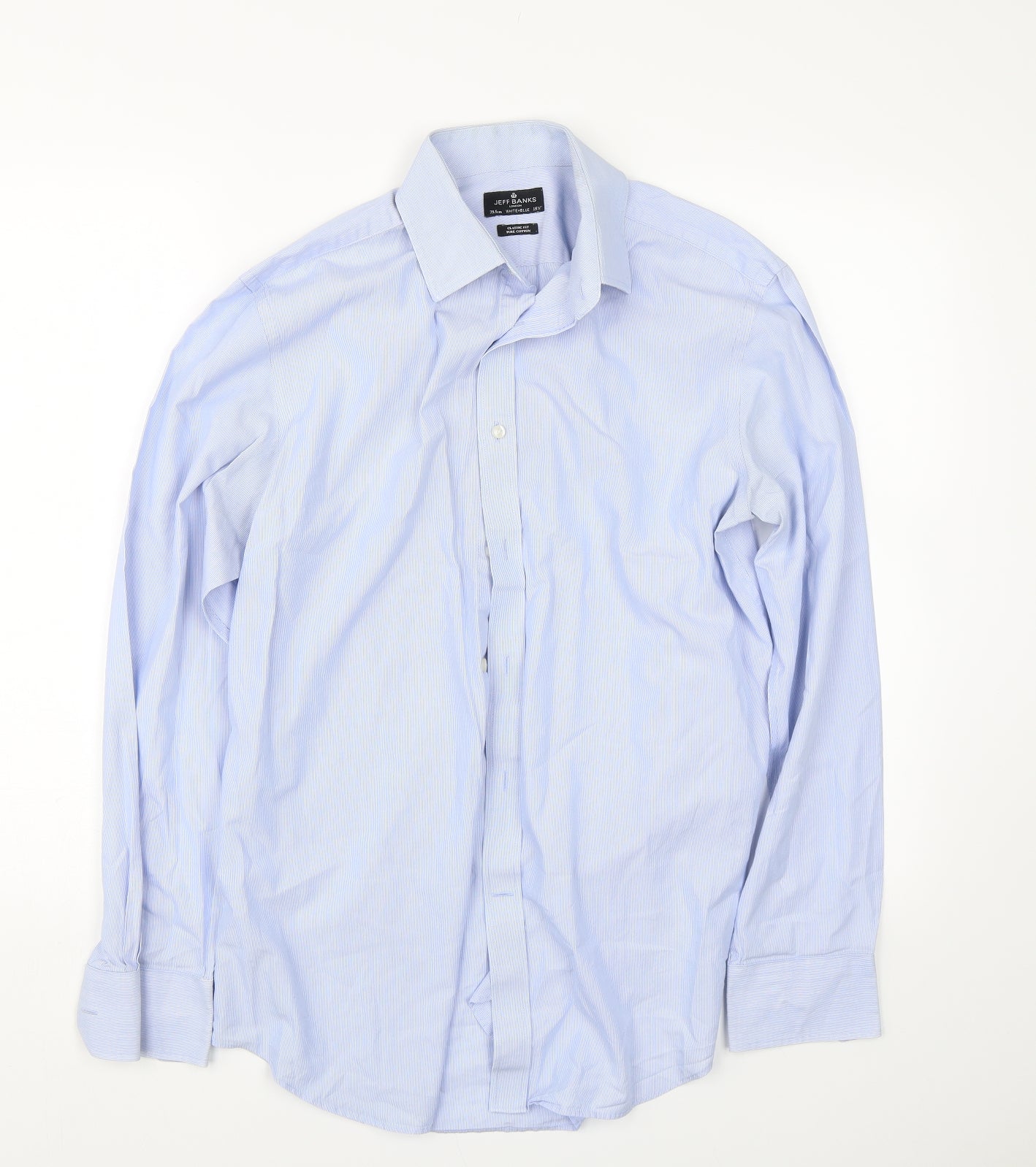 Jeff Banks Mens Blue Spotted   Dress Shirt Size 15.5