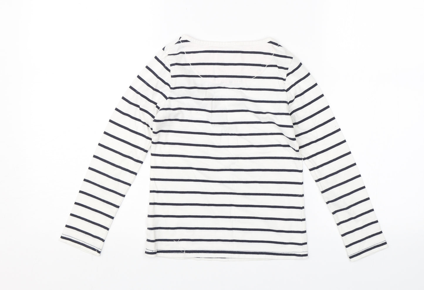 NEXT Girls White Striped  Basic T-Shirt Size 7 Years