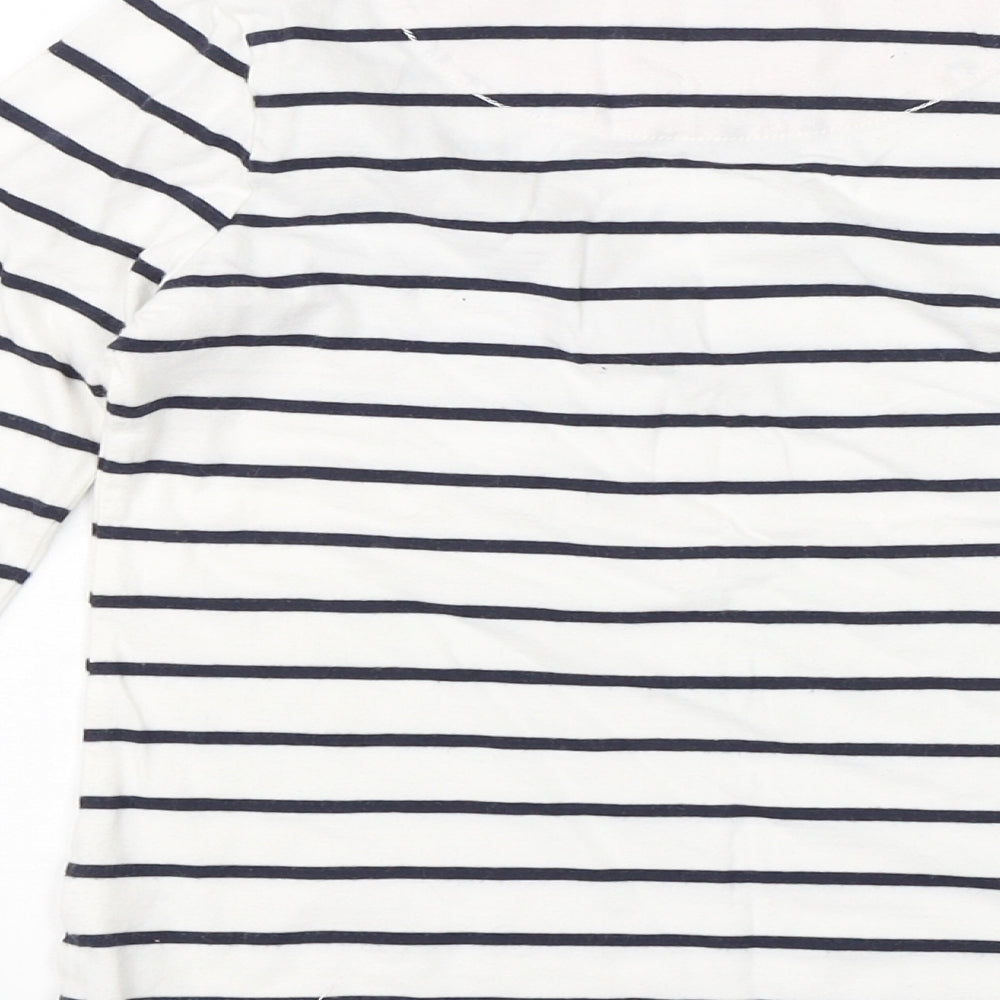 NEXT Girls White Striped  Basic T-Shirt Size 7 Years