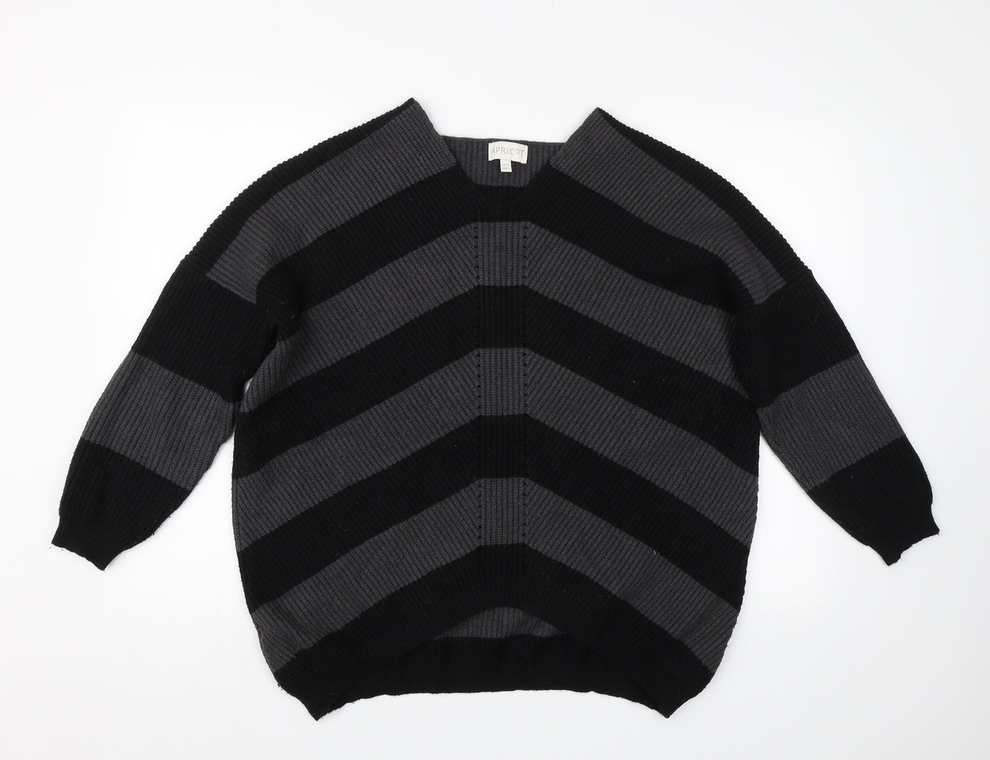 Apricot Womens Grey Striped Knit Pullover Jumper Size 14