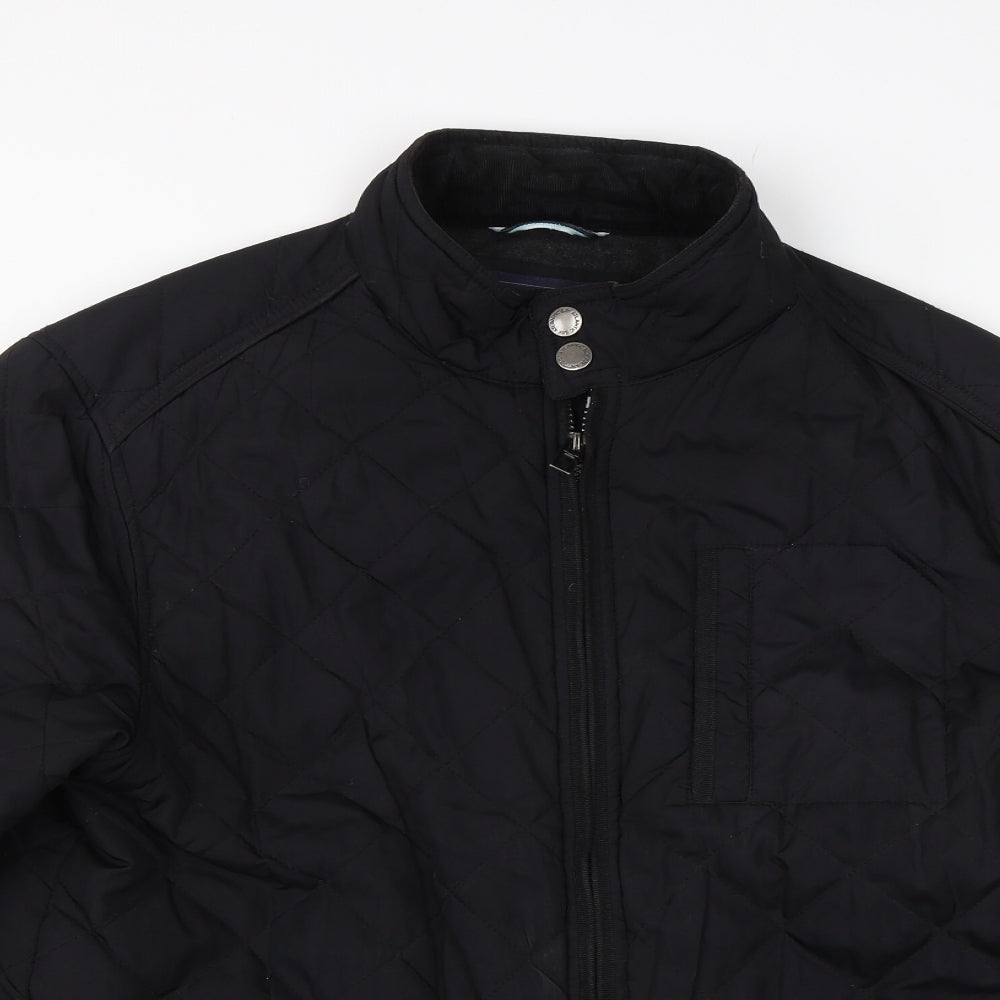 BHS Mens Black Argyle/Diamond  Overcoat Coat Size M